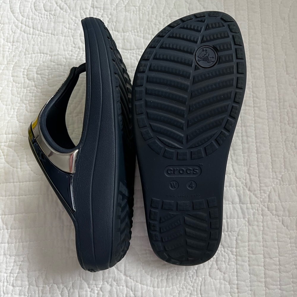 Blue and Silver Croc Sandals